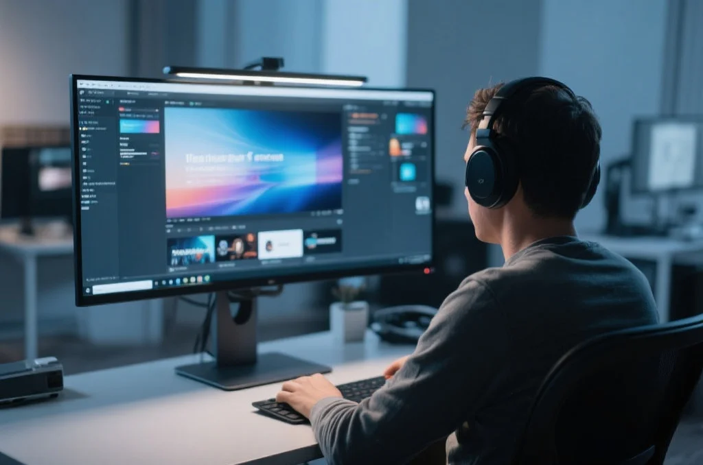 用户在桌面电脑上享受天富的沉浸式娱乐体验